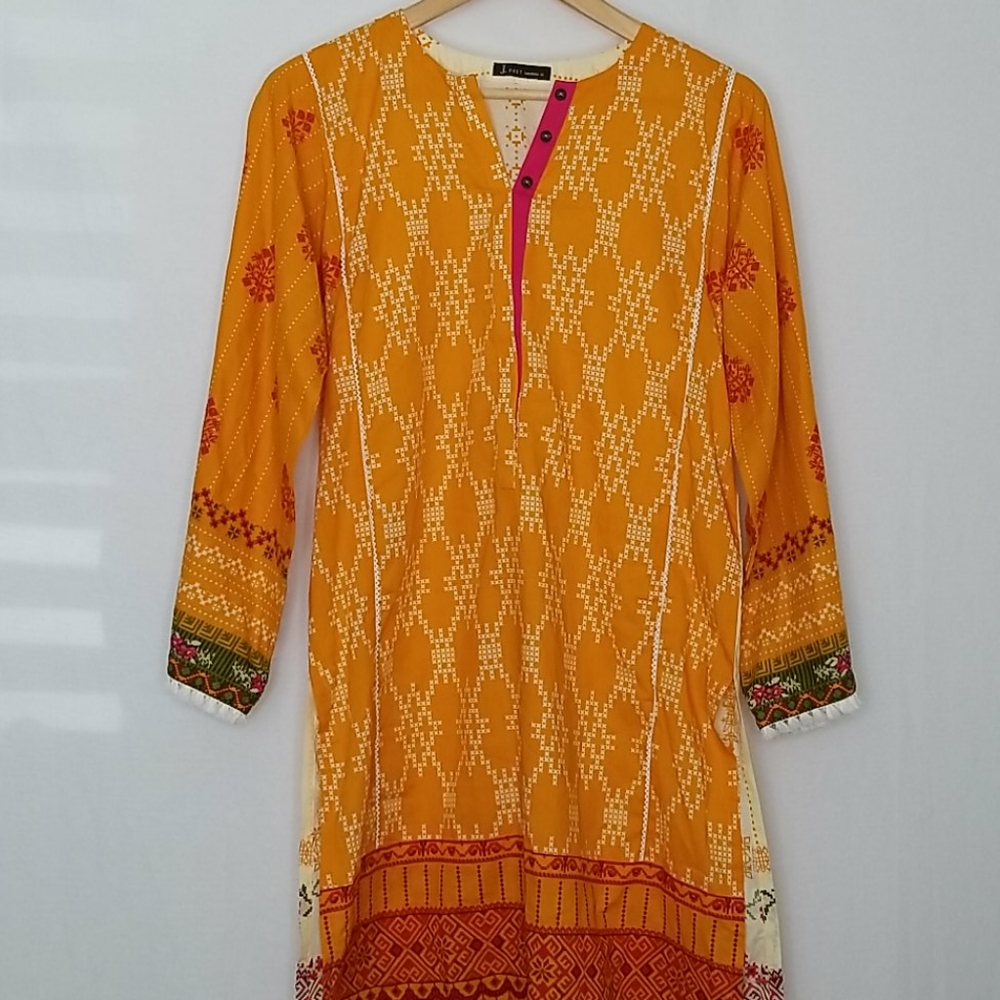 Junaid Jamshed J. Pret  Mustard & Cream Kurti